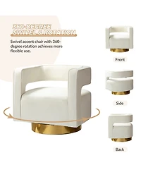 Carisa Contemporary Swivel Barrel Chair with Metal Base