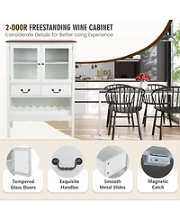 Sugift Sideboard Buffet Cabinet with 2 Tempered Glass Doors