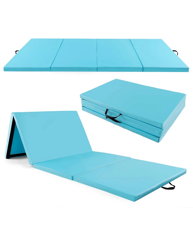 10' x 4' 2" 4-Panel Folding Exercise Mat with Carrying Handles for Gym Yoga