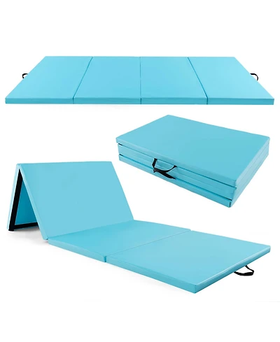 10' x 4' 2" 4-Panel Folding Exercise Mat with Carrying Handles for Gym Yoga