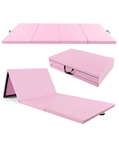 10' x 4' 2" 4-Panel Folding Exercise Mat with Carrying Handles for Gym Yoga