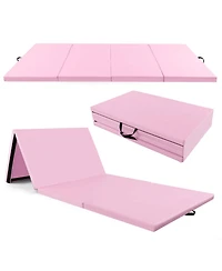 10' x 4' 2" 4-Panel Folding Exercise Mat with Carrying Handles for Gym Yoga