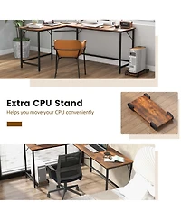 Costway L-shaped Gaming Desk Computer Desk with Cpu Stand Power Outlets