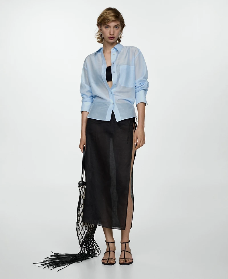 Mango Women's Oversized Silk Cotton Shirt