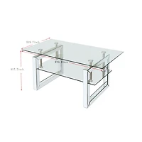 Streamdale Furniture W 39.4" X D 19.7" X H 17.7" Transparent Tempered Glass Coffee Table, Coffee Table