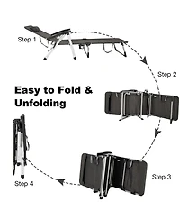 Inolait Beach Folding Chaise Lounge Recliner with 7 Adjustable Position