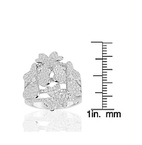 Suzy Levian Sterling Silver Cubic Zirconia Multi Flower Ring