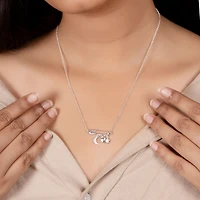 Bling Jewelry Support Symbol Cz Accent Moon Heart Star Charms Sideways Celestial Safety Pin Necklace Pendant Sterling Silver