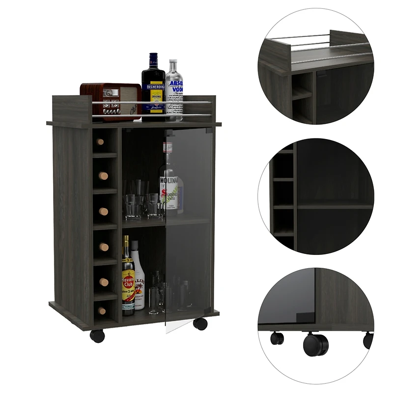 Streamdale Savannah 6-Bottle 3-Shelf Bar Cart White