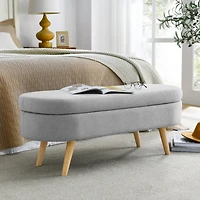 Streamdale Furniture Ottoman Oval Storage Bench, Rubberwood Legs