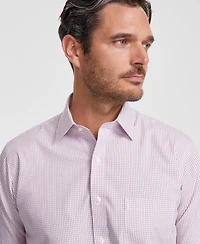 Men's Regular Fit Non-Iron Spread Collar Check Pinpoint Dress Shirt