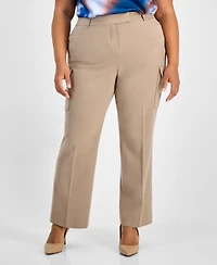 Tahari Asl Plus Straight-Leg Cargo Pants