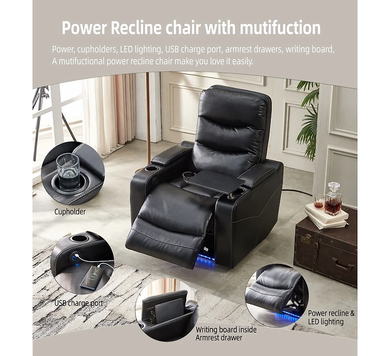 Streamdale Power Reclining Chair Black Color