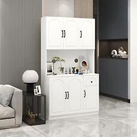 Streamdale Furniture 71" Kitchen Pantry Storage Cabinet With Microwave Oven Countertop