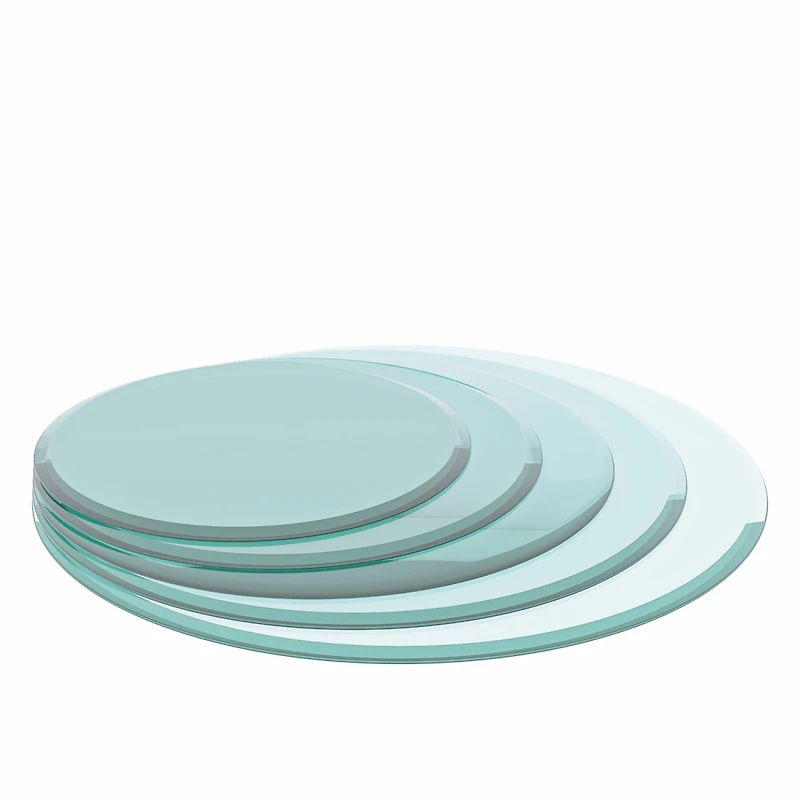 Streamdale Furniture 30" Inch Round Tempered Glass Table Top Clear Glass 2/5 Inch Thick Beveled Polished Edge