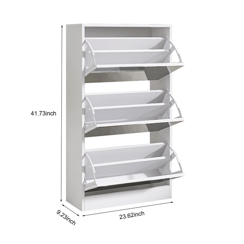 Streamdale 3-Tier Wood Shoe Cabinet with Mirror