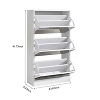 Streamdale 3-Tier Wood Shoe Cabinet with Mirror