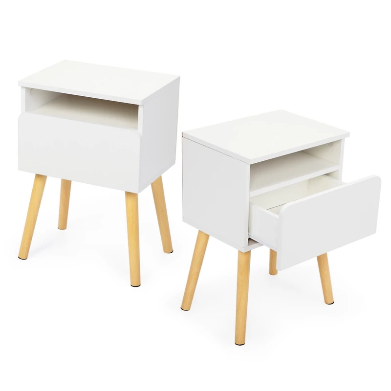 Streamdale Furniture Modern White Bedside Table with Drawers and Shelves