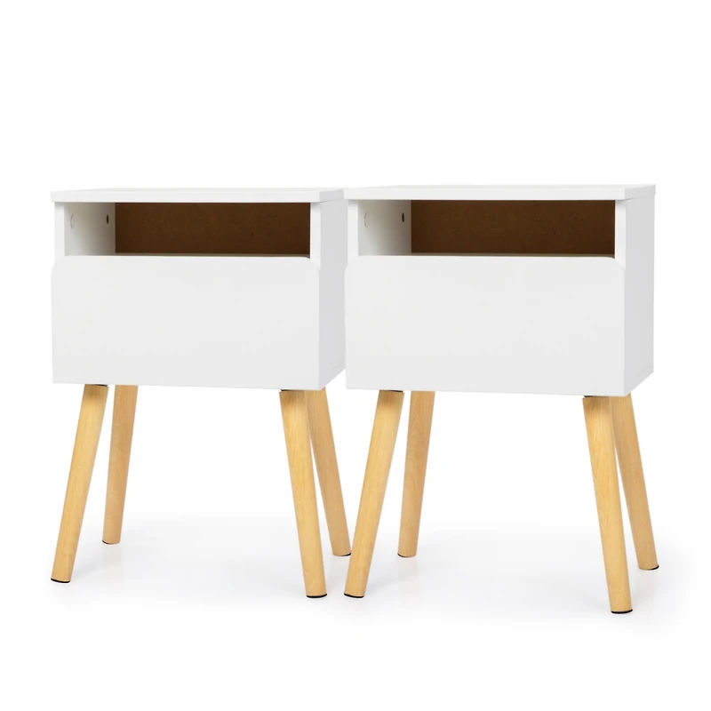 Streamdale Furniture Modern White Bedside Table with Drawers and Shelves