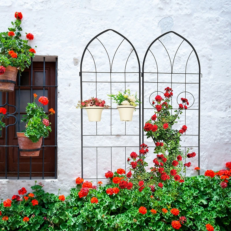 Metal Garden Trellis 78.7" X 19.7" for Climbing Plants