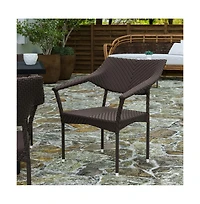 Merrick Lane Cheri Fade And Weather Resistant Modern Pe Rattan Patio Dining Chair With Reinforced Steel Frame, Set of 4