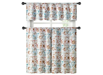Kate Aurora Coffee Brew Complete 3 Pc. Complete CafeKitchen Curtain Tier & Valance Set