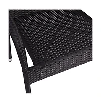 Merrick Lane Set Of 4 Mathias Indoor/Outdoor Black Wicker Patio Chairs With Powder Coated Steel Frame, Comfortably Curved Back And Arms