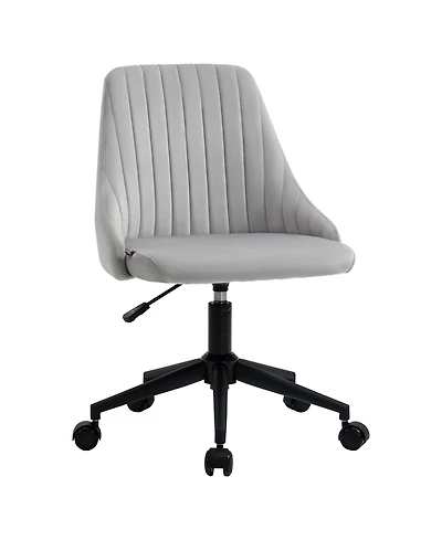Vinsetto Mid-Back Office Chair, Velvet Fabric Swivel Scallop Shape Computer Desk Chair for Home Office or Bedroom, Grey