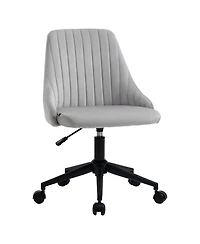 Vinsetto Mid-Back Office Chair, Velvet Fabric Swivel Scallop Shape Computer Desk Chair for Home Office or Bedroom, Grey
