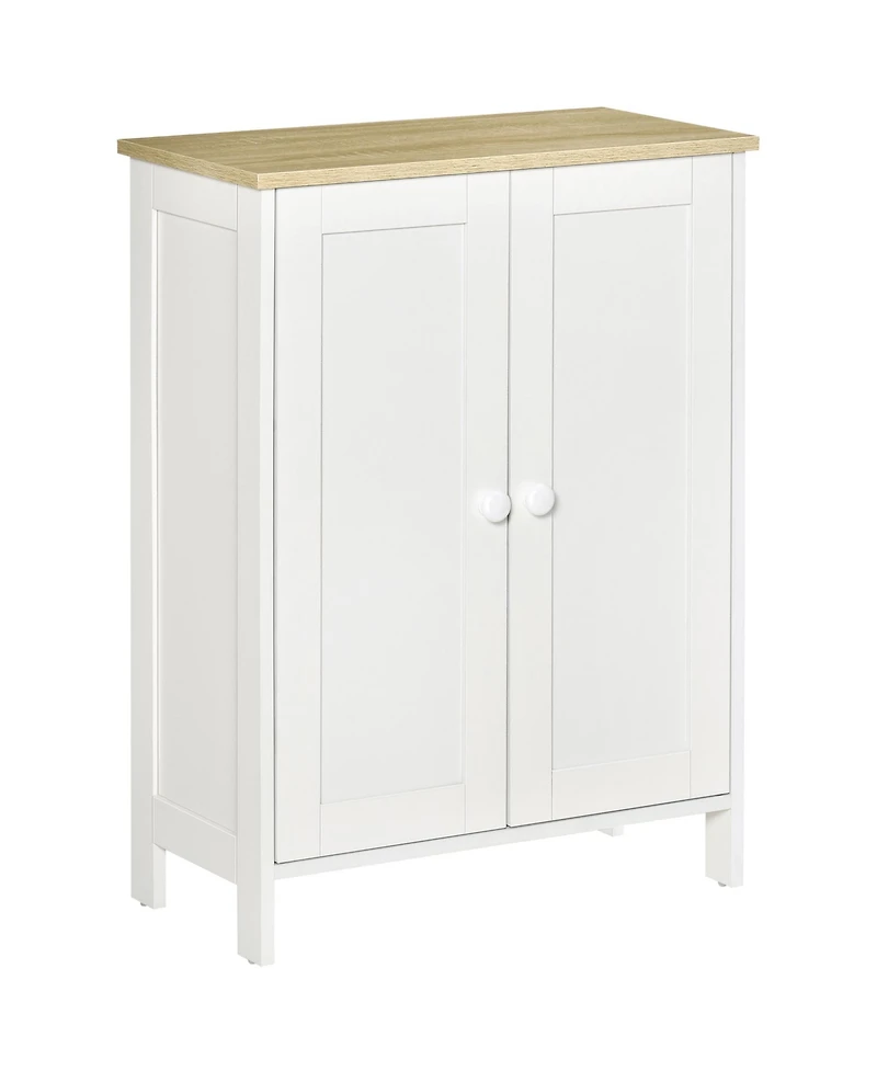 Homcom Modern Storage Cabinet Organizer 2-Door Cupboard w/ Adjustable Shelves, White