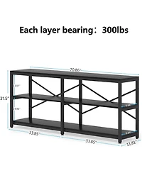 Tribesigns 70.9 Inch Extra Long Console Table, Modern Sofa Table Behind Couch Table with Storage Shelves, 3-Tier Industrial Hallway Entryway Table for