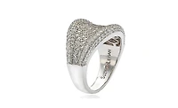 Suzy Levian Sterling Silver Cubic Zirconia Micro Pave Wide Band Ring