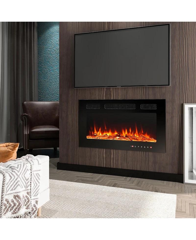 Mondawe 30" Recessed Wall-Mounted Electric Fireplace 5000 Btu Heater with Remote Control