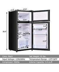 Sugift 2 Doors Cold-rolled Sheet Compact Refrigerator