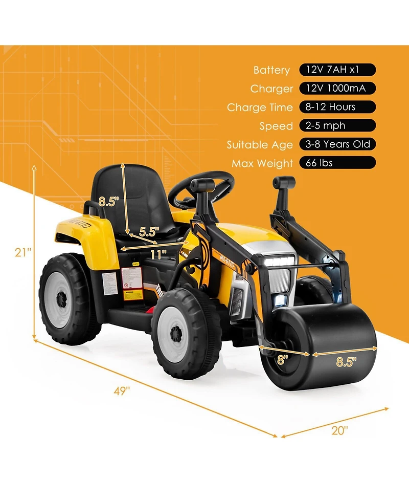 12V Kids Ride on Road Roller with 2.4G Remote Control