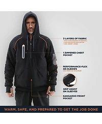 RefrigiWear Men's HiVis PolarForce Pullover Sweatshirt - High Visibility Insulated Hoodie with Kangaroo Pocket