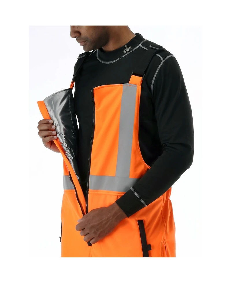 RefrigiWear Men's Hi Vis Insulated Softshell High-Bib Overalls, -20°F (-29°C)