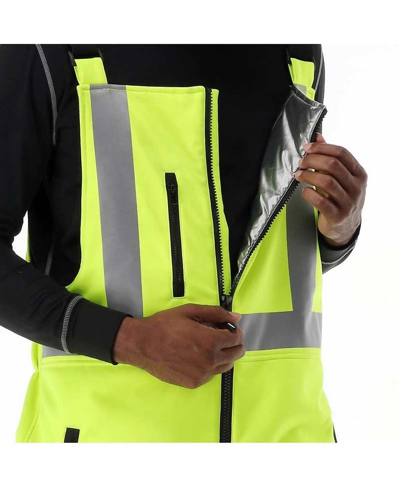 RefrigiWear Men's Hi Vis Insulated Softshell High-Bib Overalls, -20°F (-29°C)