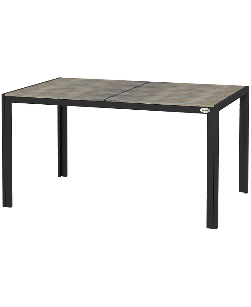 Outsunny Outdoor Dining Table for 6, Aluminum Rectangular Patio Table, Gray
