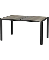 Outsunny Outdoor Dining Table for 6, Aluminum Rectangular Patio Table, Gray