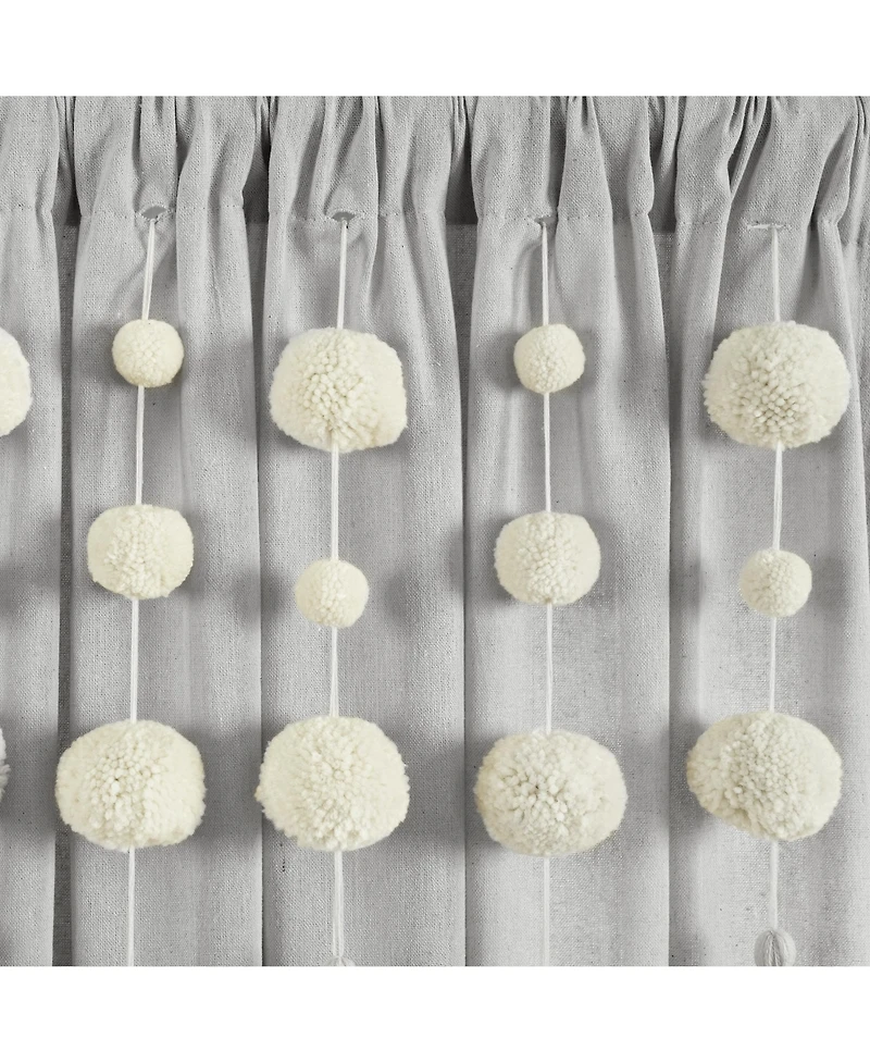 Lush Decor Boho Pom Tassel Linen Window Curtain Panel