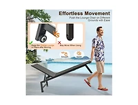 Slickblue Patio Pe Rattan Chaise Lounge with 5-Level Backrest and Wheels-Brown