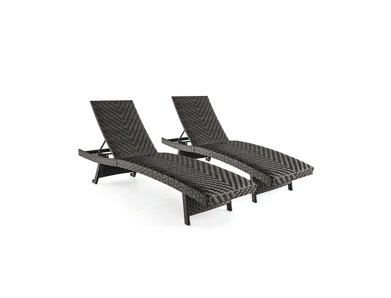 Slickblue Folding Padded Rattan Patio Chaise Lounge with Adjustable Backrest and Quick Dry Foam
