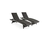 Slickblue Folding Padded Rattan Patio Chaise Lounge with Adjustable Backrest and Quick Dry Foam