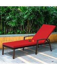Slickblue Outdoor Adjustable Reclining Patio Rattan Lounge Chair with Backrest