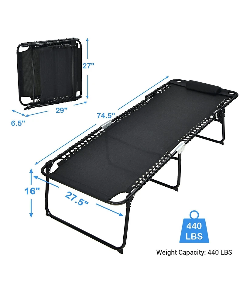 Slickblue 4 Position Folding Lounge Chaise with Adjustable Backrest and Footrest