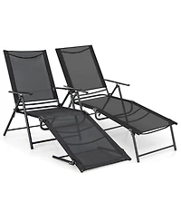 Slickblue 2 Piece Patio Folding Chaise Lounge Chairs Recliner with 6-Level Backrest