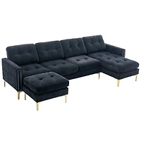 Streamdale Furniture 110" L-Shape Convertible Sectional Sofa with Ottoman