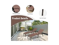 Slickblue 2 Pieces Patio Folding Chaise Lounge Chair Set with Adjustable Back-Brown