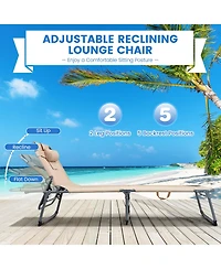 Slickblue Folding Chaise Lounge Chair with Face Hole for Beach